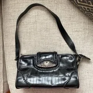 MC Bags Mc Marc Chantal Black Handbagshoulder Bagpurse Faux Croc Embossed Vintage Poshmark